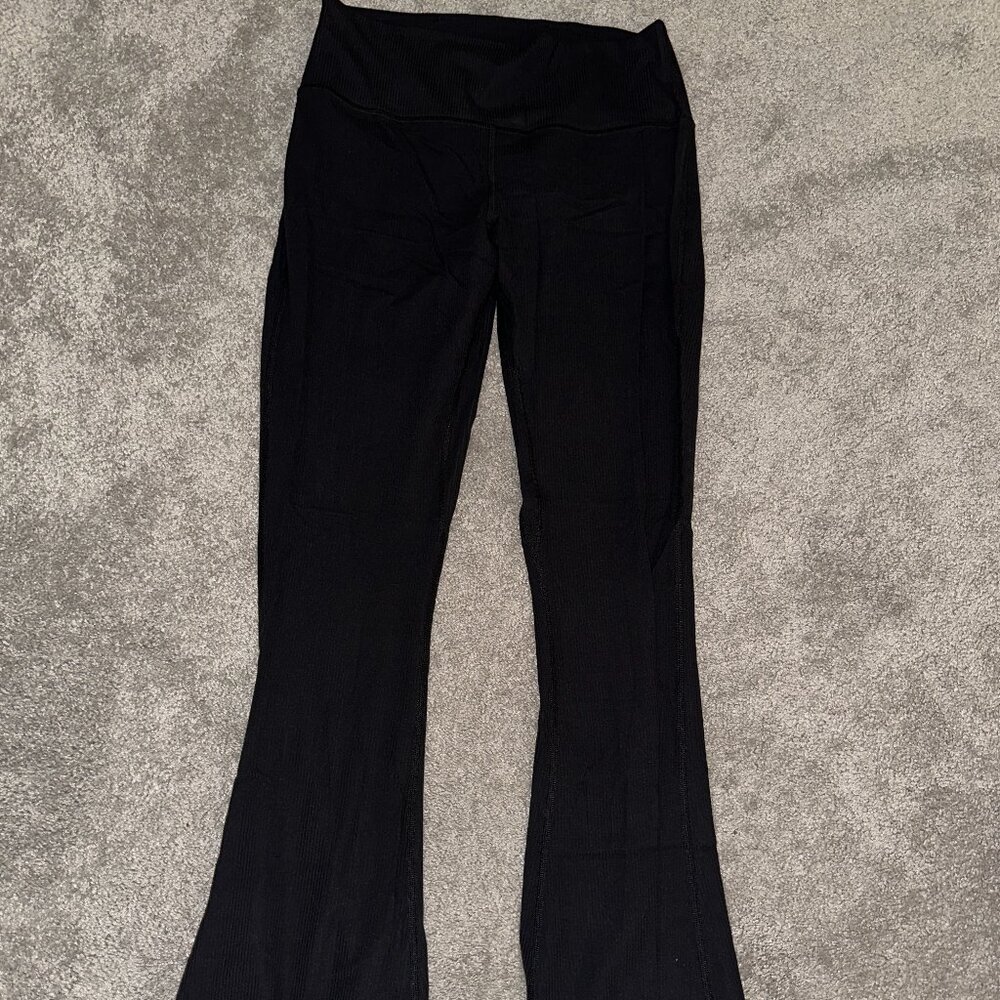 Lululemon Ribbed Flare Pant Ribbed Black Size 12 Inseam 32"